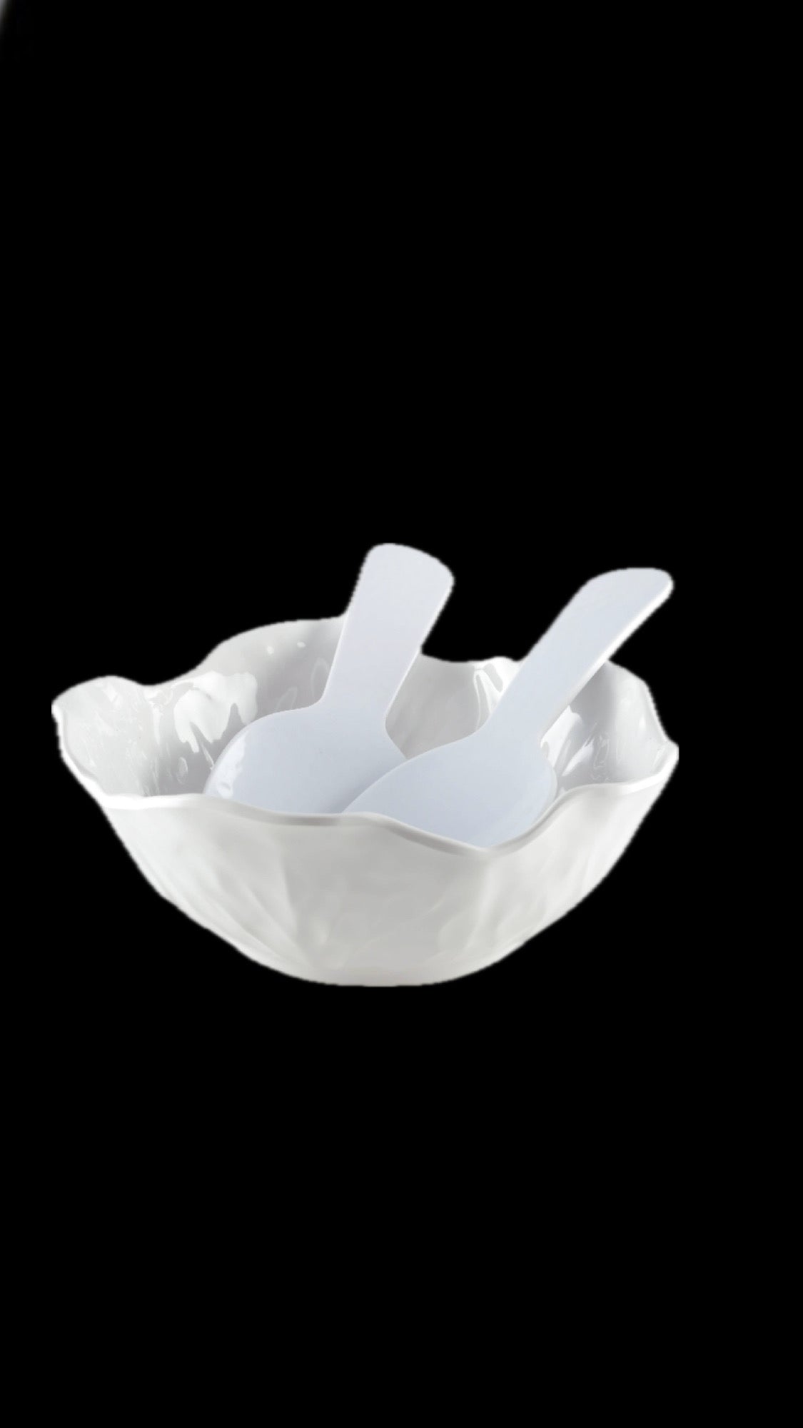 - Couverts A Salade Blanc En Melamine 27X9.5X1Cm