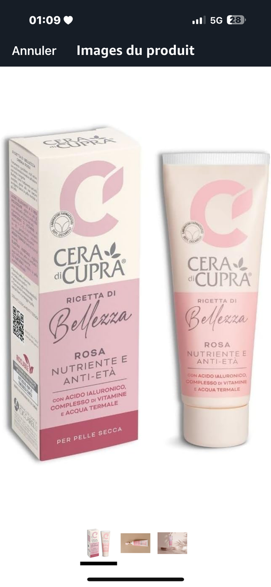 Crème italienne nouvelle formule acide hyaluronique et eau thermale