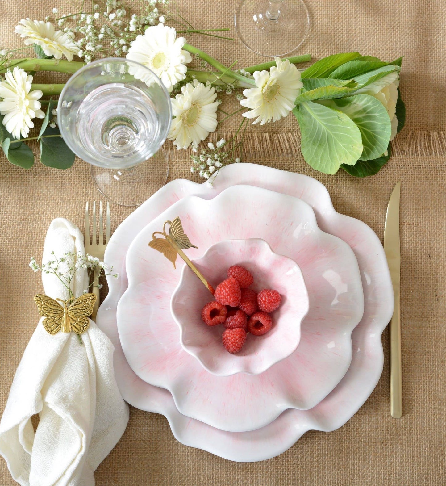 - Assiette Plate Rose En Melamine( X6)